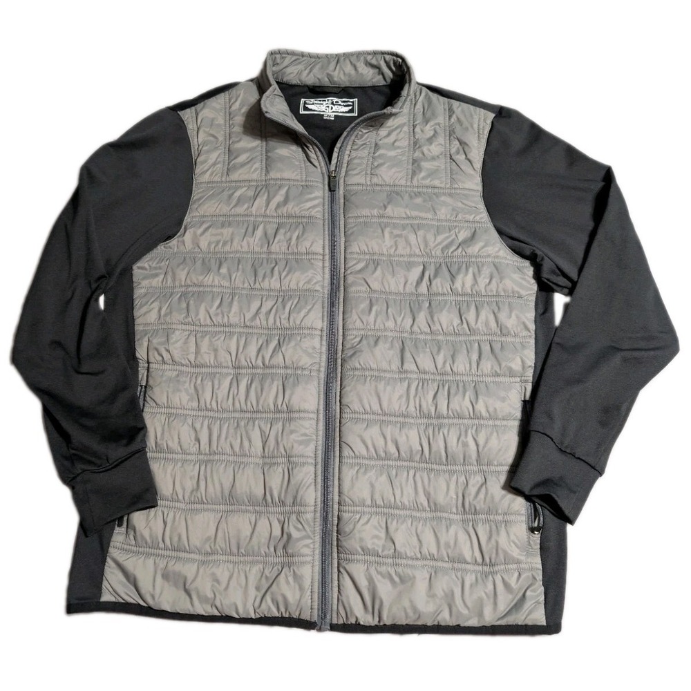 Straight Down Nightfall Hybrid Jacket Mens M Gray Black Quilted Full Zip Golf